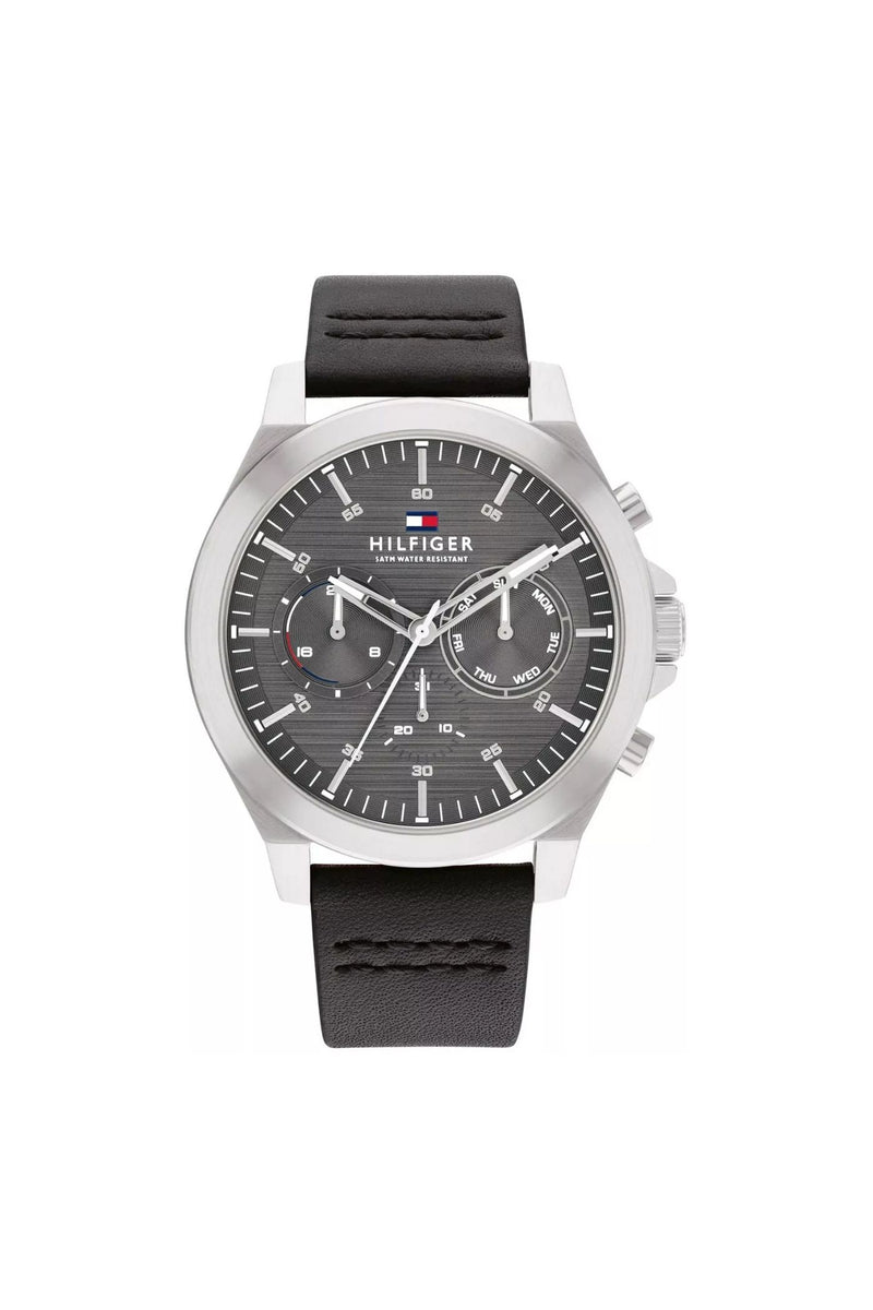 Lance Mens Leather Quartz Watch - Grey