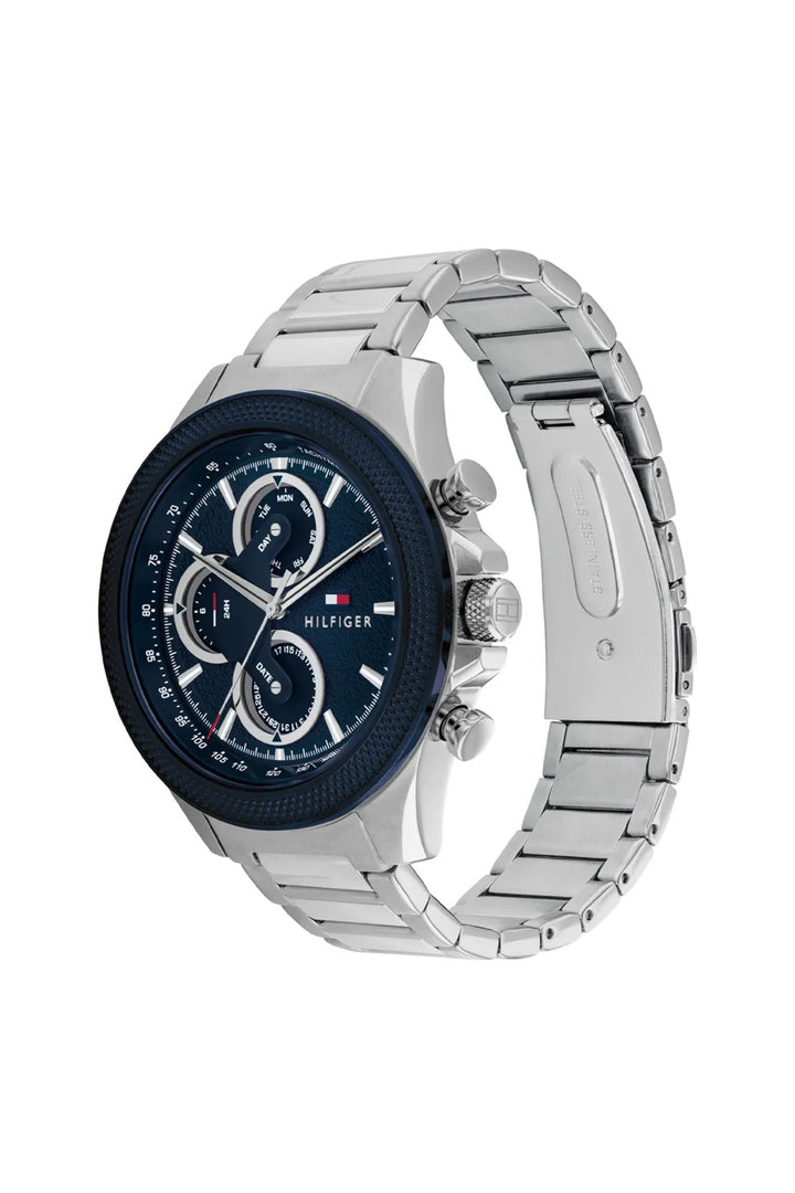 Clark Mens Stainless Steel Quartz Watch - Silver