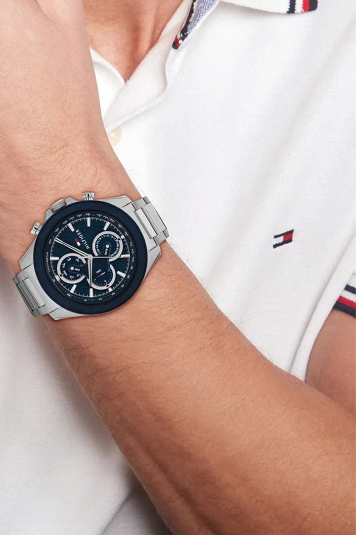 Clark Mens Stainless Steel Quartz Watch - Silver