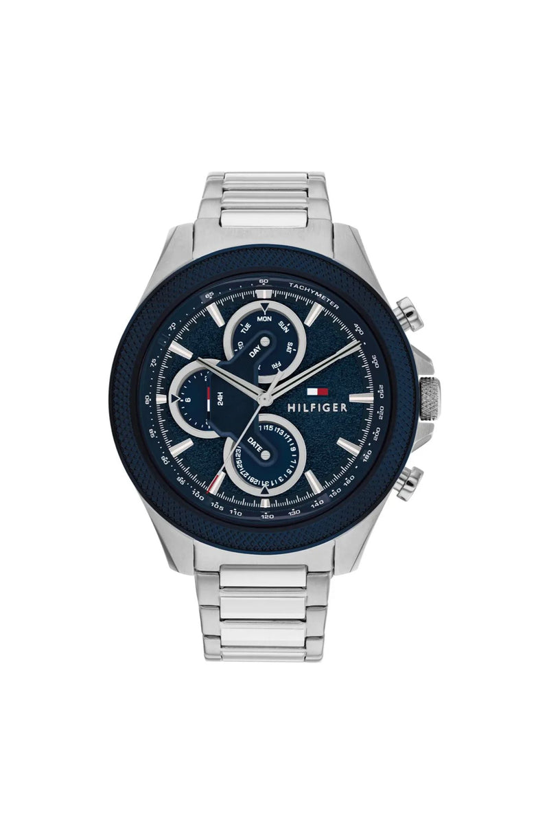 Clark Mens Stainless Steel Quartz Watch - Silver