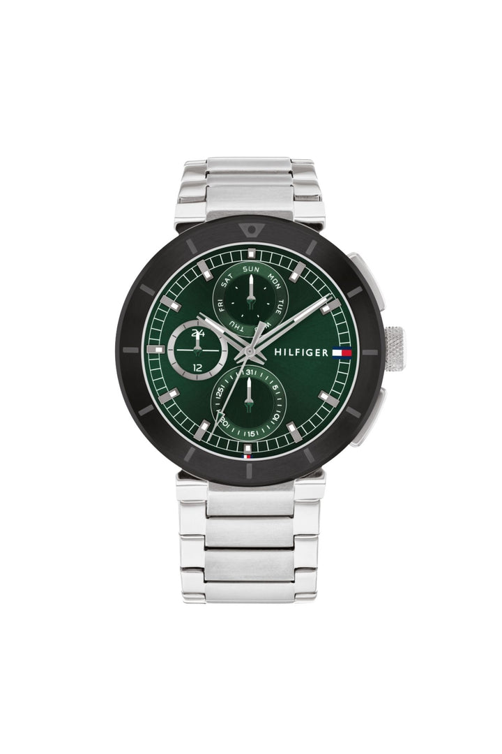 Lorenzo Green Dial Stainless Steel Watch - Silver
