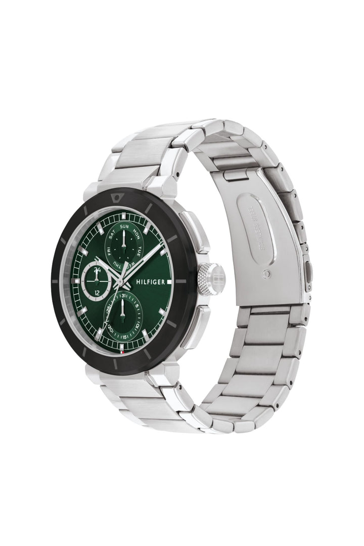 Lorenzo Green Dial Stainless Steel Watch - Silver