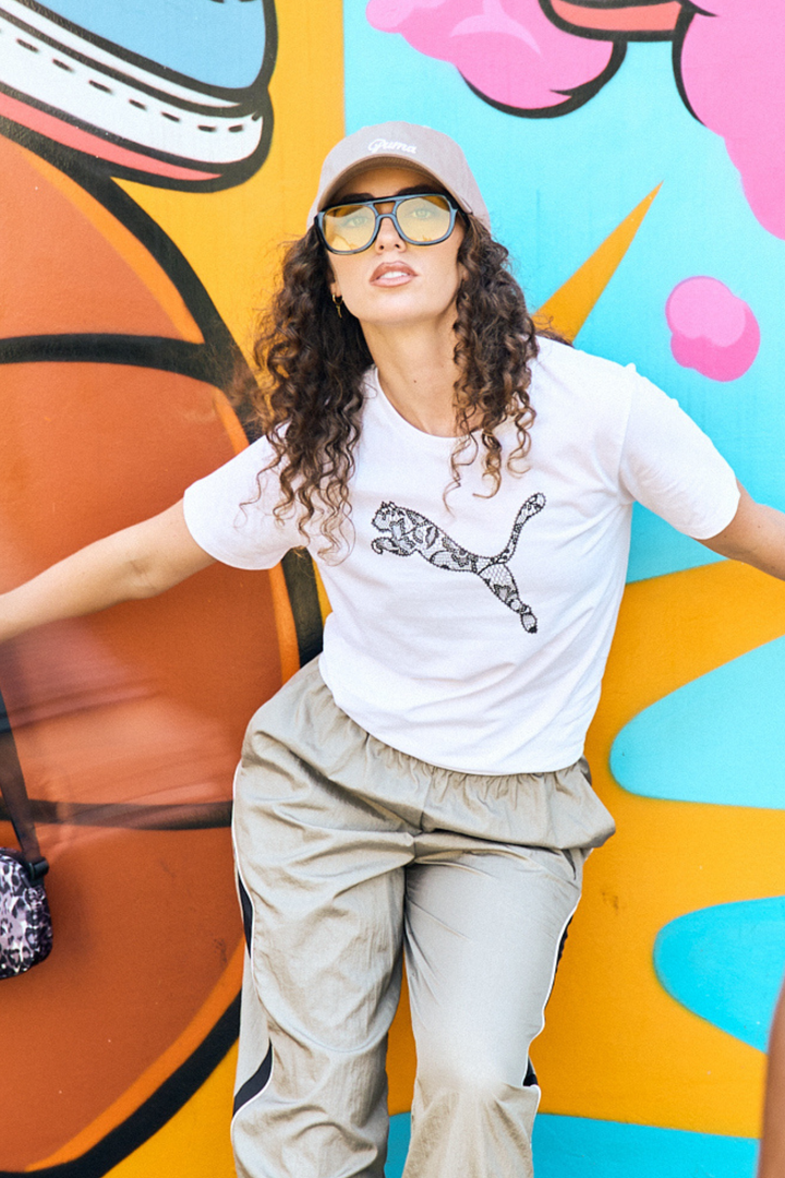 Graphics Lace Cat Tee - White