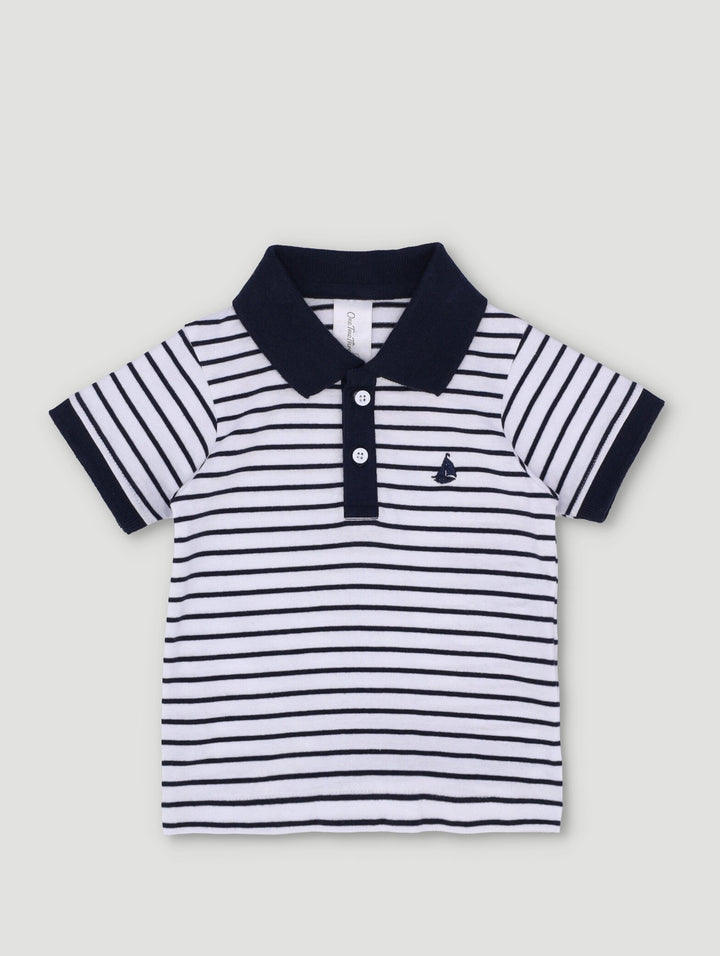 Baby Boys Stripe Occasion Golfer - White