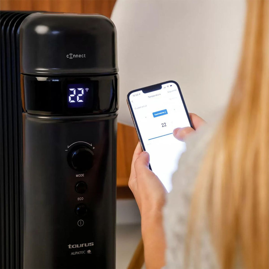 Taurus 7 Fin Oil Filled Steel Wifi Enabled Heater - Black