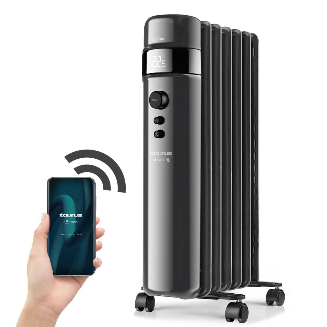Taurus 7 Fin Oil Filled Steel Wifi Enabled Heater - Black