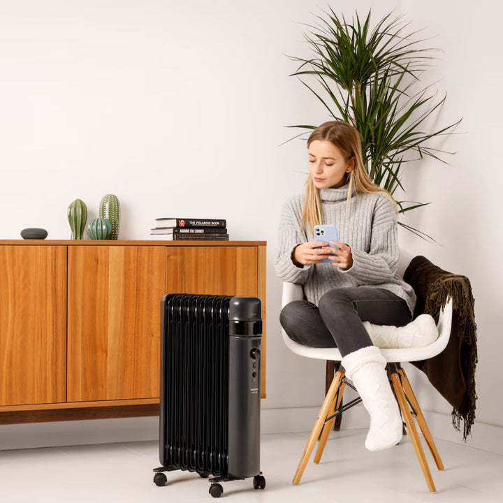 Taurus 7 Fin Oil Filled Steel Wifi Enabled Heater - Black