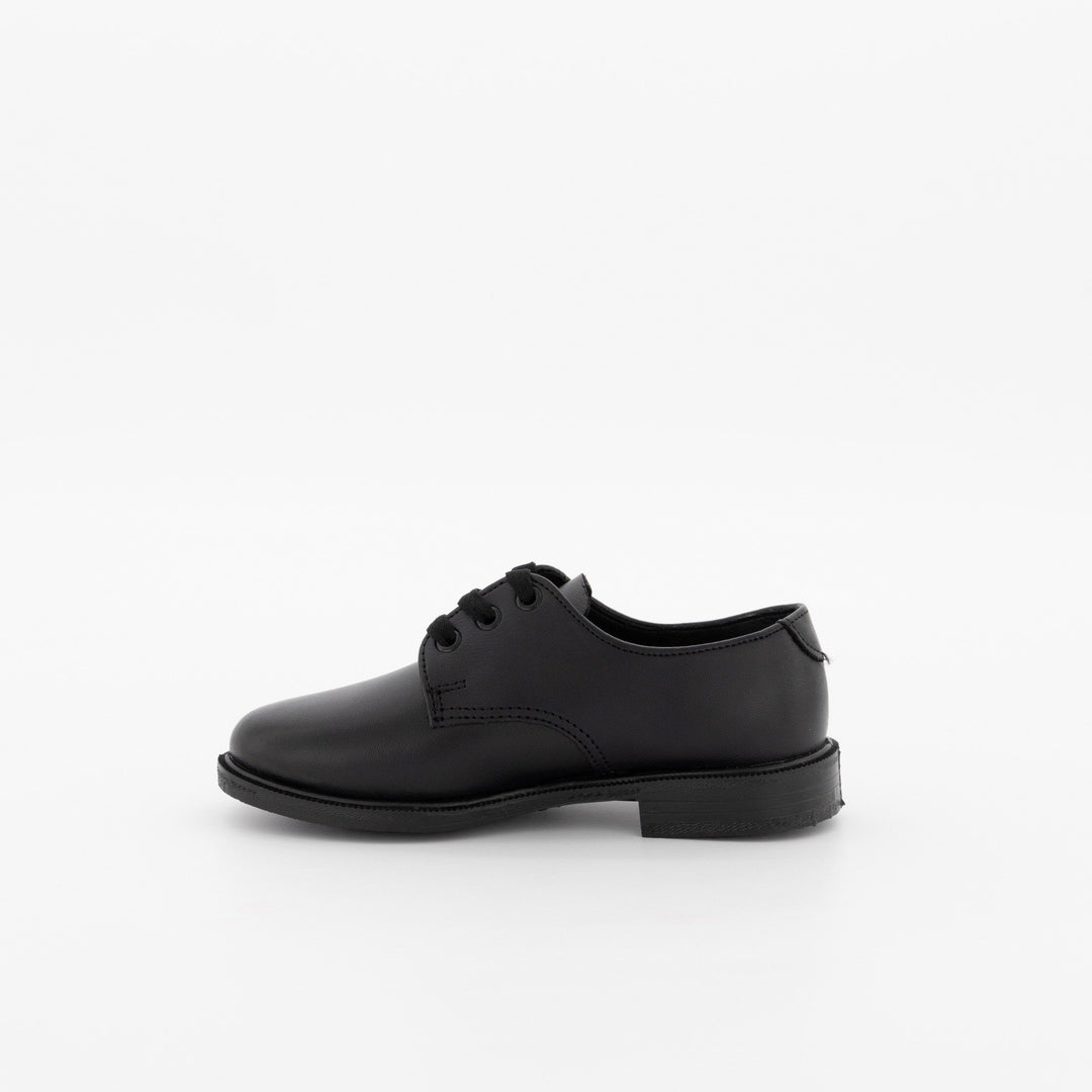 Pre-Boys (E B) Plain Lace-Up Injection Leather School Shoe - Black