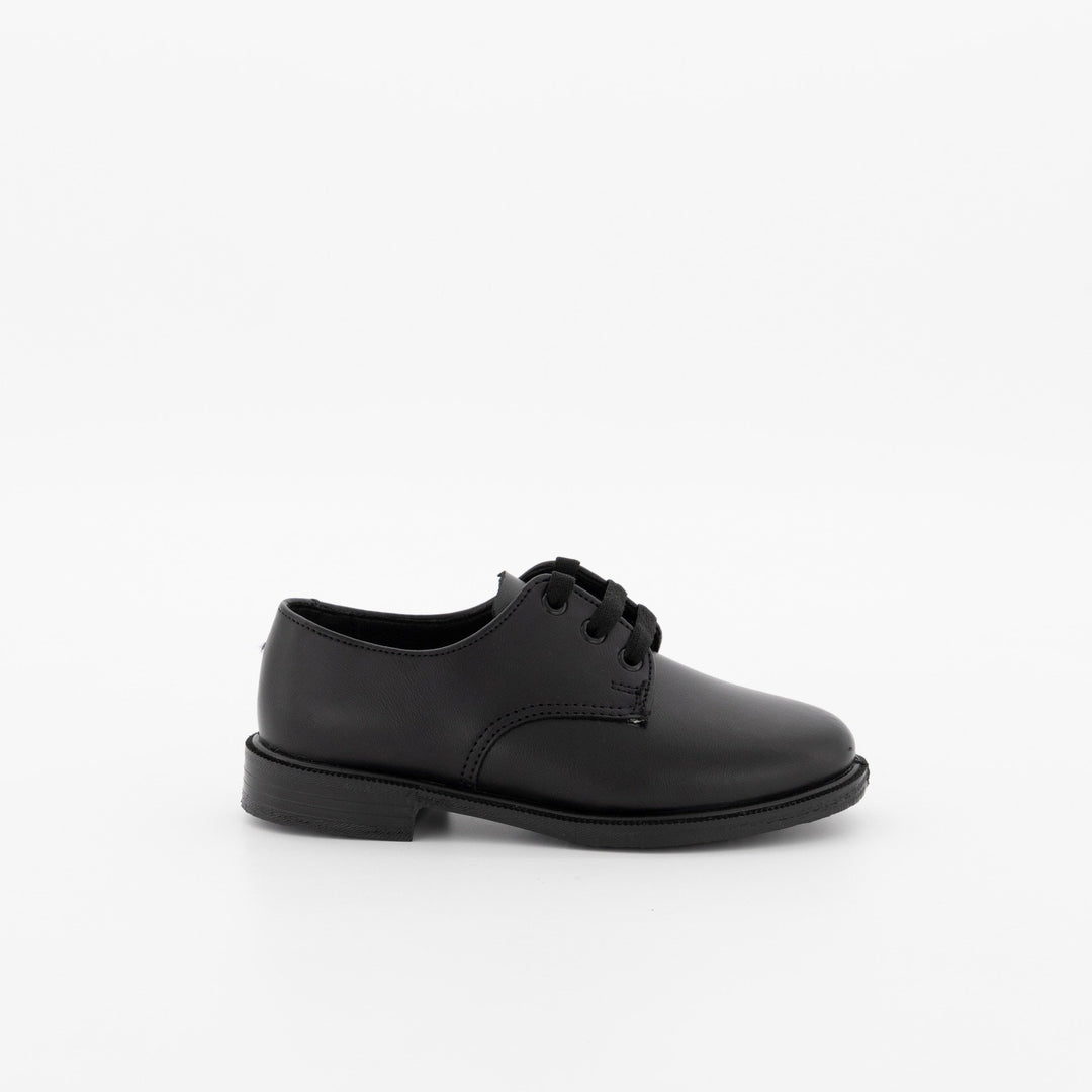 Pre-Boys (E B) Plain Lace-Up Injection Leather School Shoe - Black