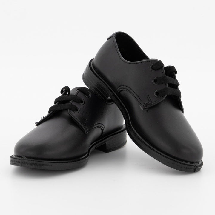 Pre-Boys (E B) Plain Lace-Up Injection Leather School Shoe - Black