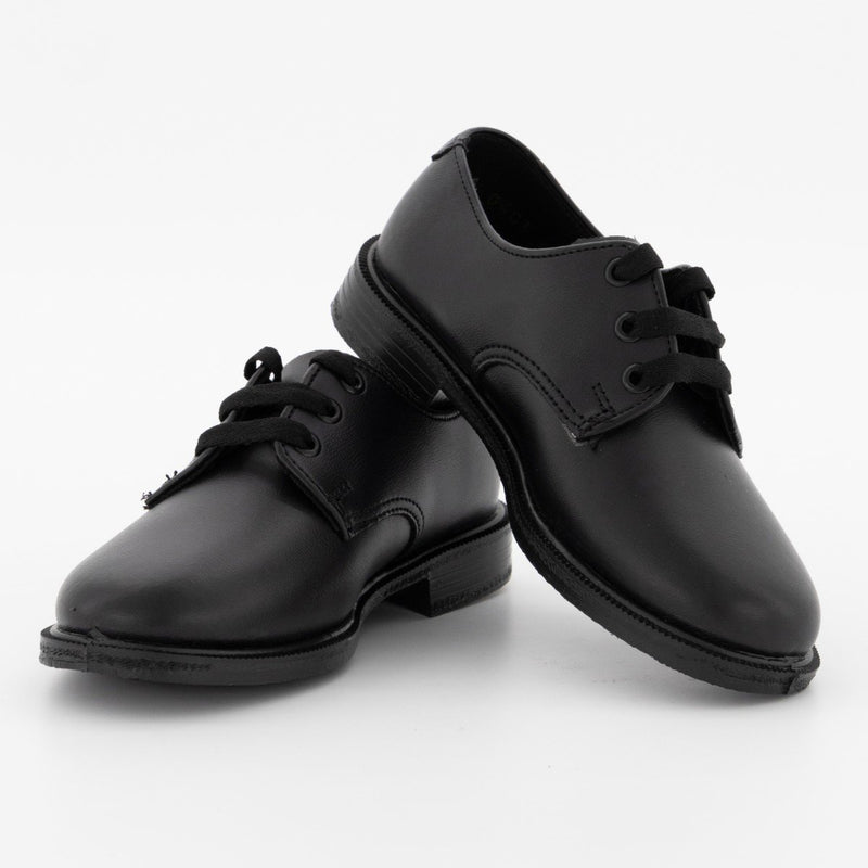 Pre-Boys (E B) Plain Lace-Up Injection Leather School Shoe - Black
