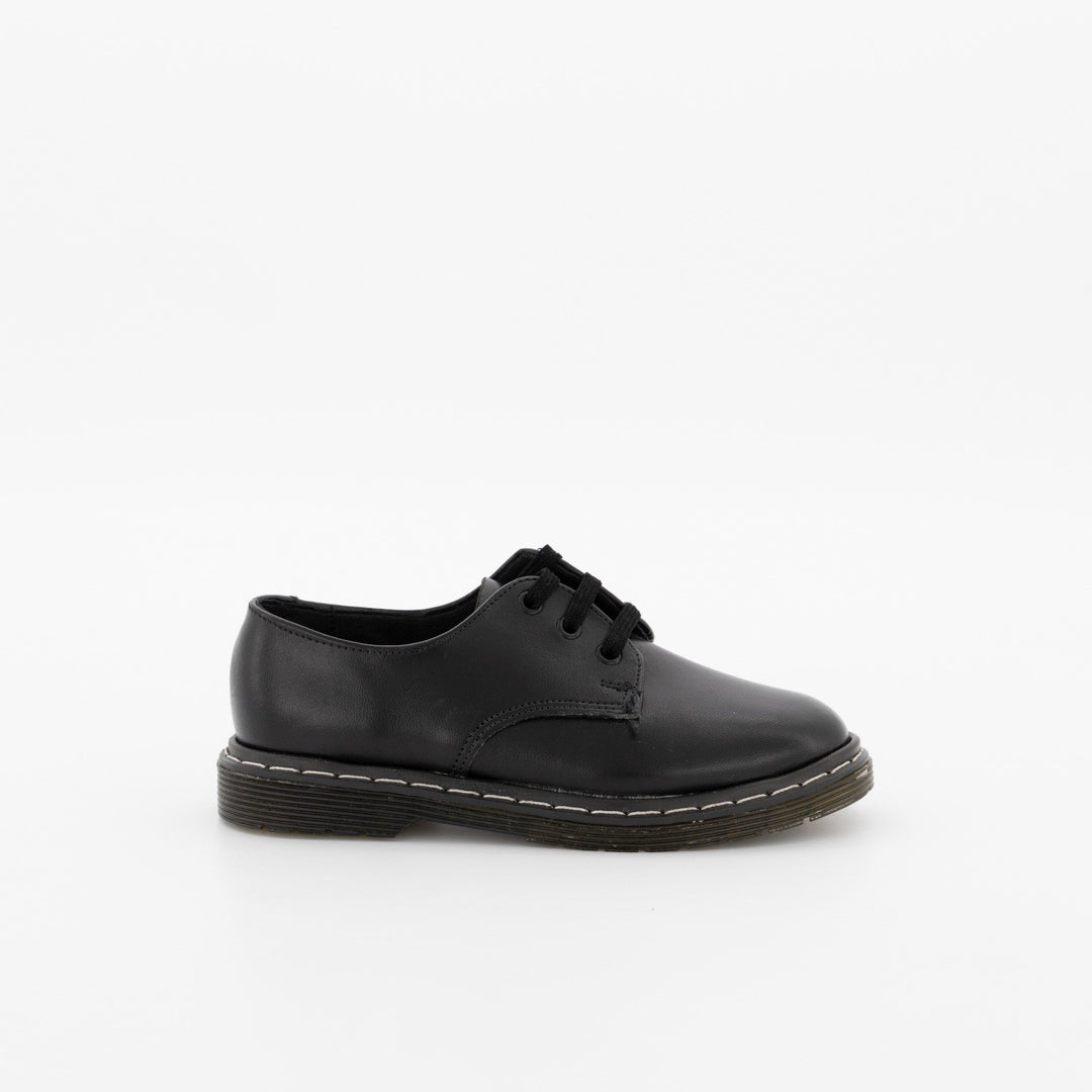Boys Freedom Lace-Up Rubber Sole School Shoe - Black