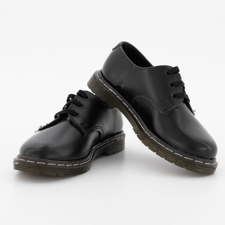 Boys Freedom Lace-Up Rubber Sole School Shoe - Black