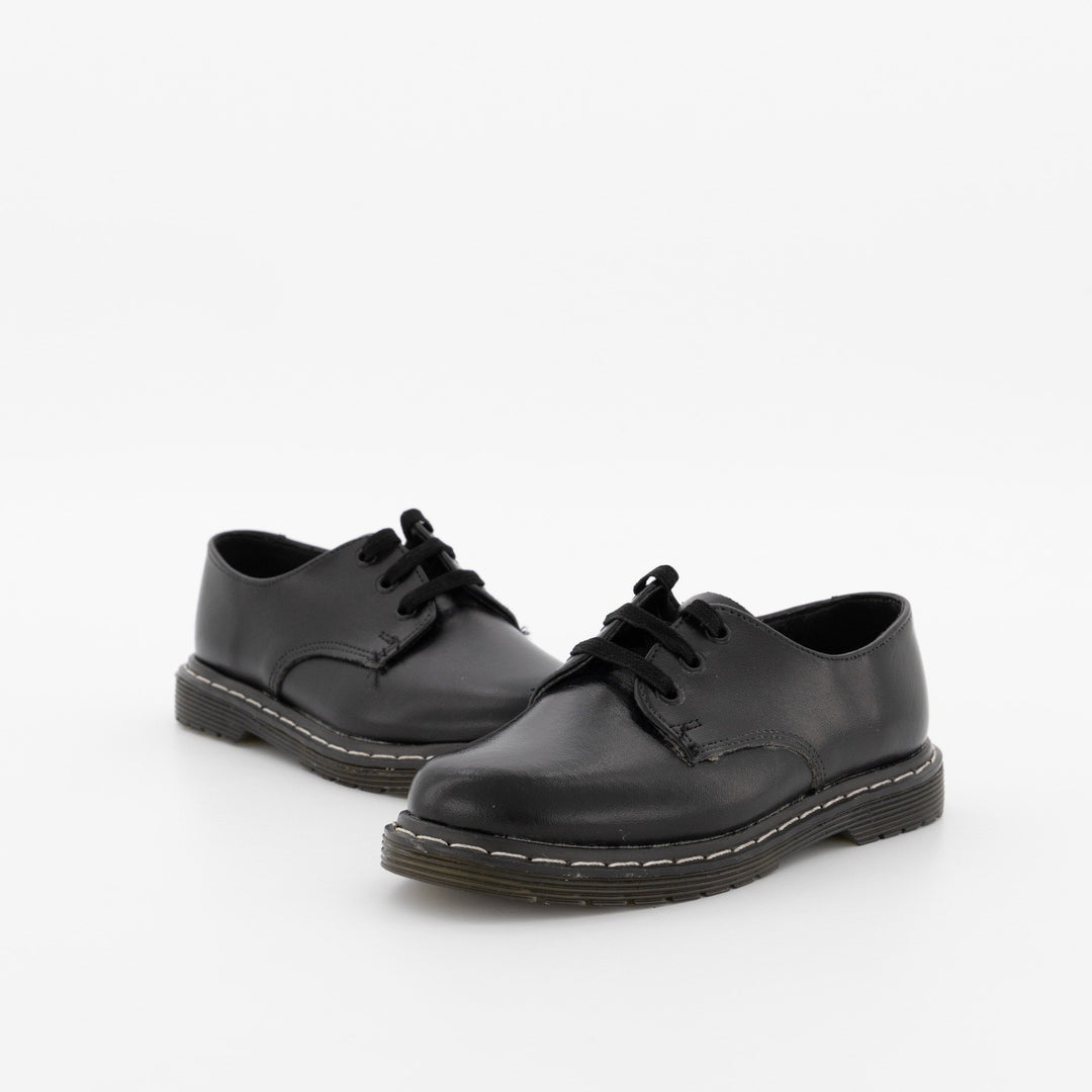 Boys Freedom Lace-Up Rubber Sole School Shoe - Black