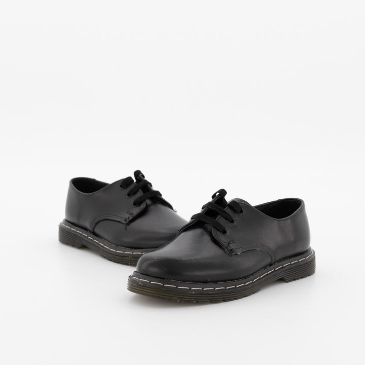 Boys Freedom Lace-Up Rubber Sole School Shoe - Black