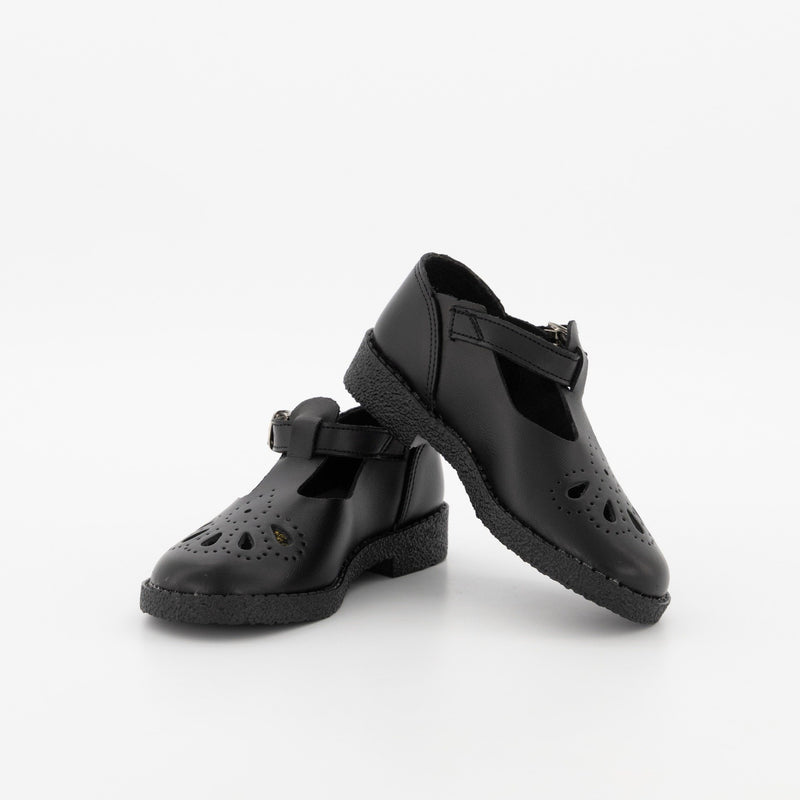 Pre-Girls Single Bar Baby Doll School Shoe - Black