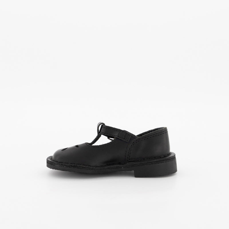 Pre-Girls T-Bar Leather School Shoe - Black