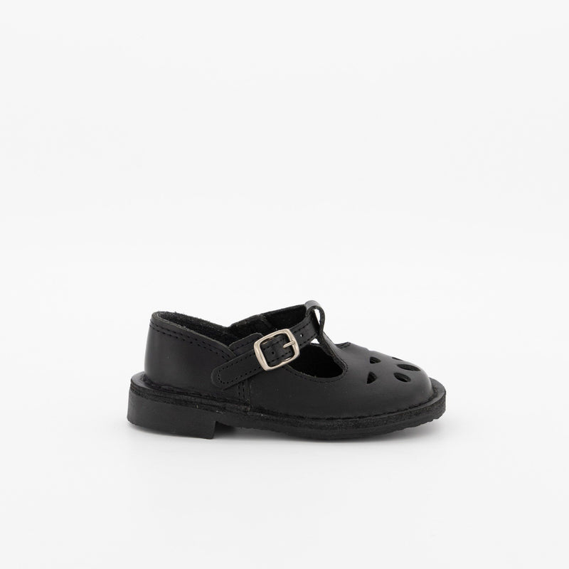 Pre-Girls T-Bar Leather School Shoe - Black