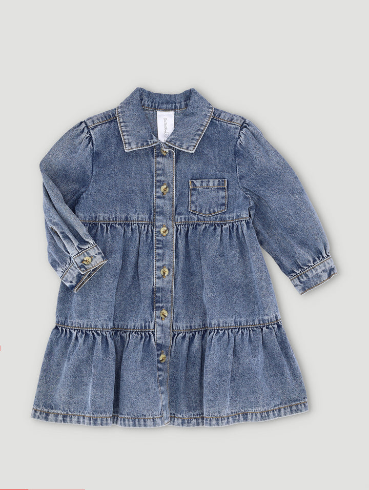 Baby Girls Button Through Denim Dress Denim Edgars