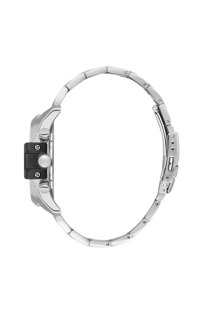 Gents Stainless Steel Bracelet Black Dial Watch - Silver