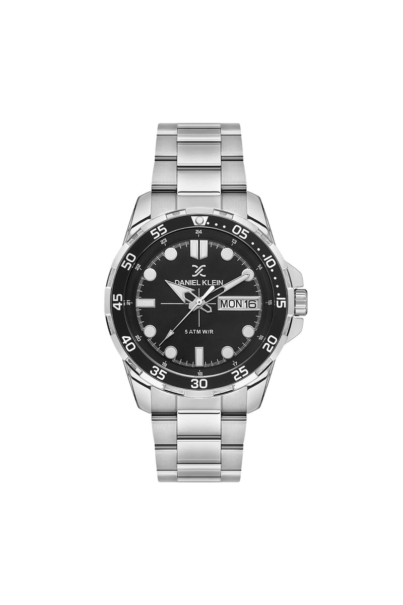 Silver Case & Black Top Ring Stainless Steel Bracelet Watch - Silver
