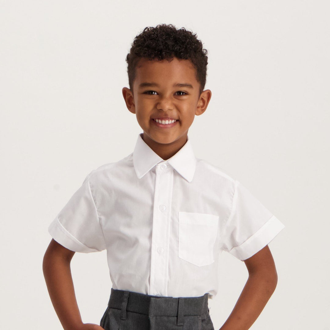 Boys Short Sleeve Regular Neck Shirt - White