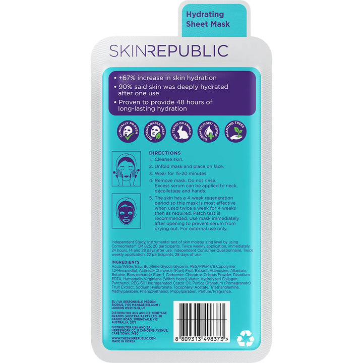 Skin Republic Hyaluronic Acid And Collagen Face Mask 25ml