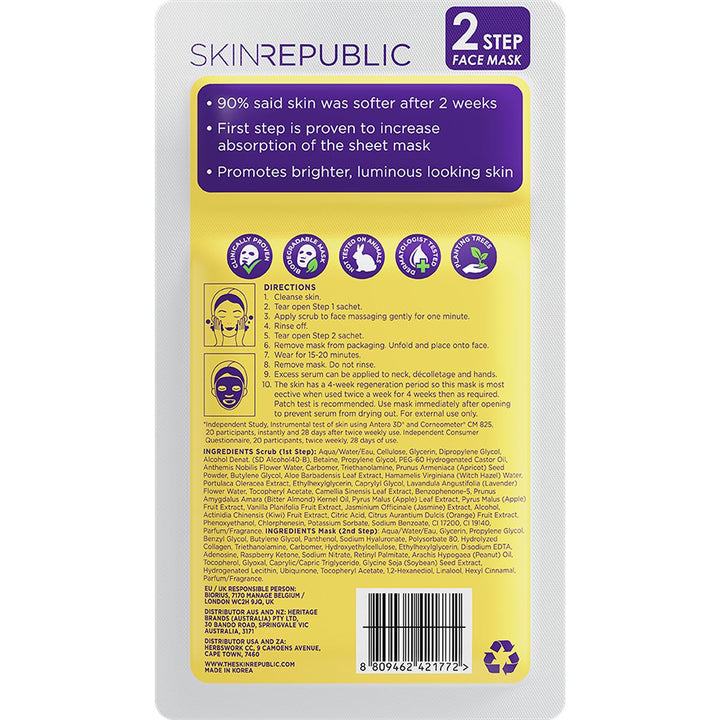 Skin Republic 2 Step Hyaluronic Acid + Collagen Face Mask