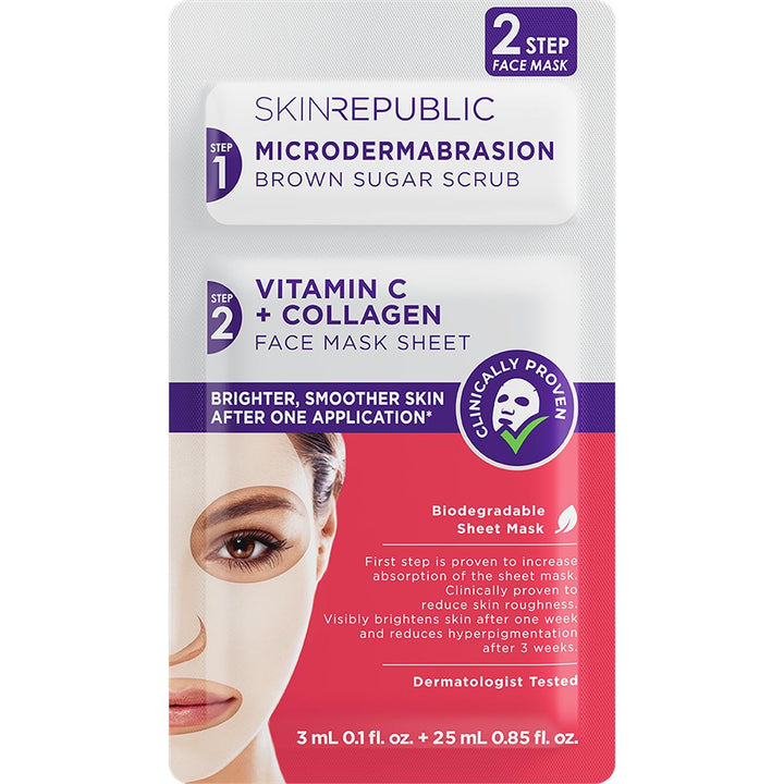 Skin Republic 2 Step Brightening Vitamin C + Collagen Face Mask