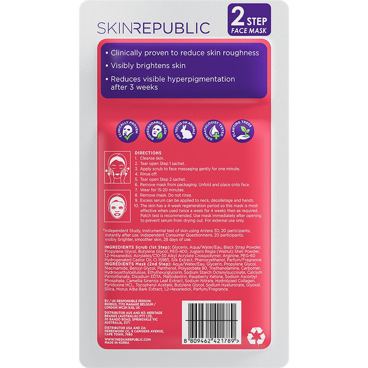 Skin Republic 2 Step Brightening Vitamin C + Collagen Face Mask