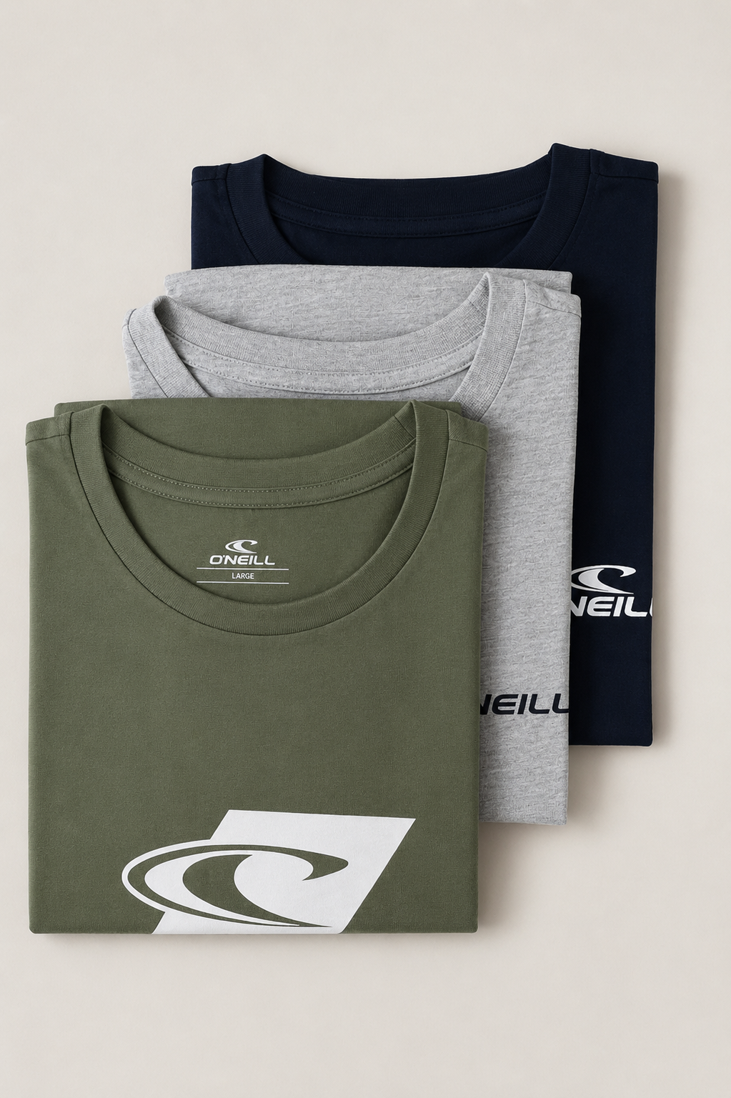 3 Pack Brand Tees - Green/Grey/Navy