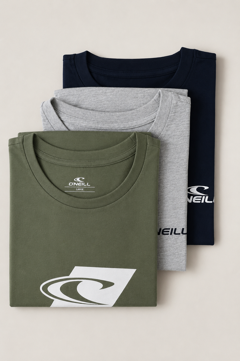 3 Pack Brand Tees - Green/Grey/Navy