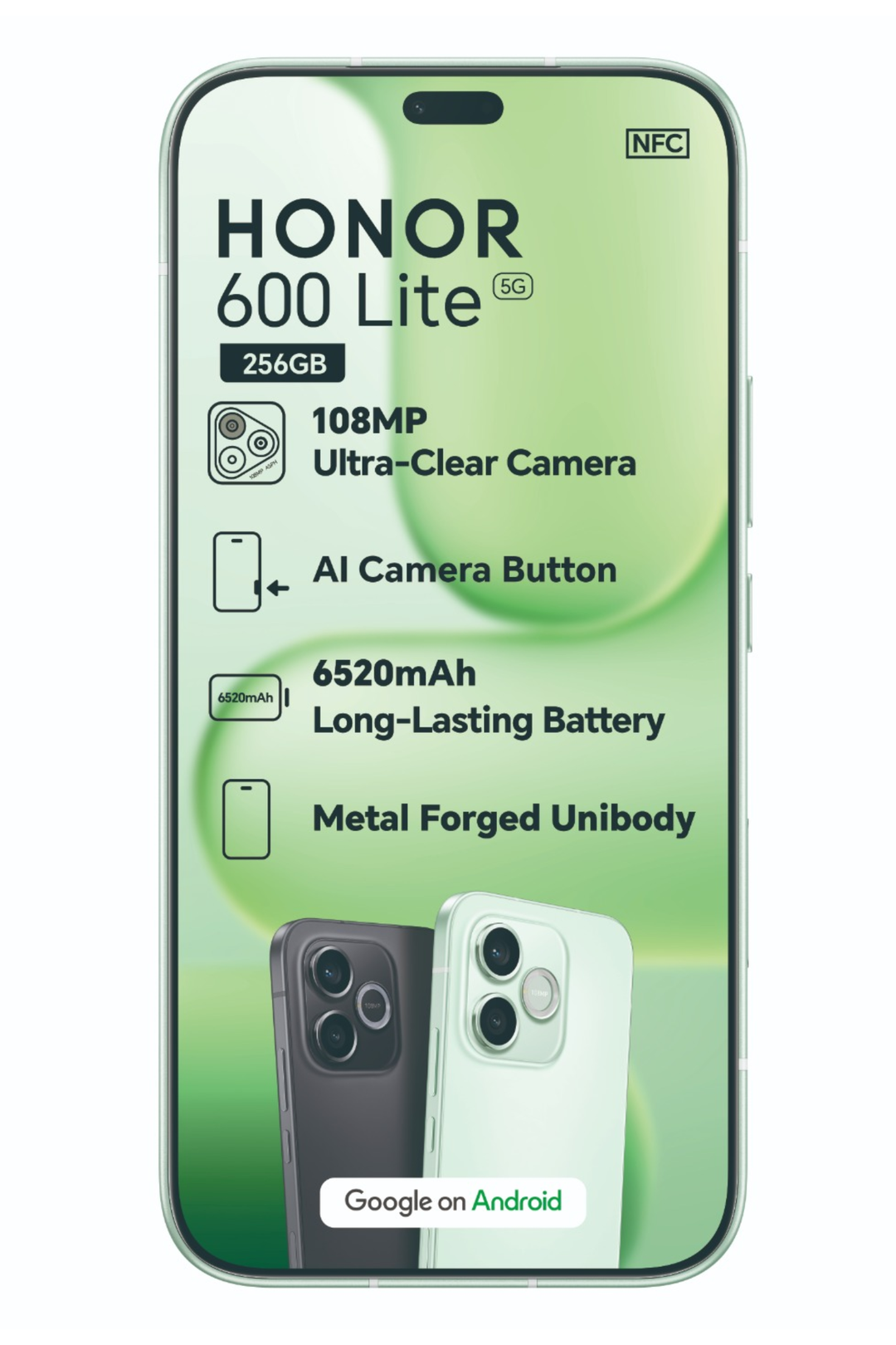 600 Lite  8/256GB 5G Dual Sim Cellphone - Green