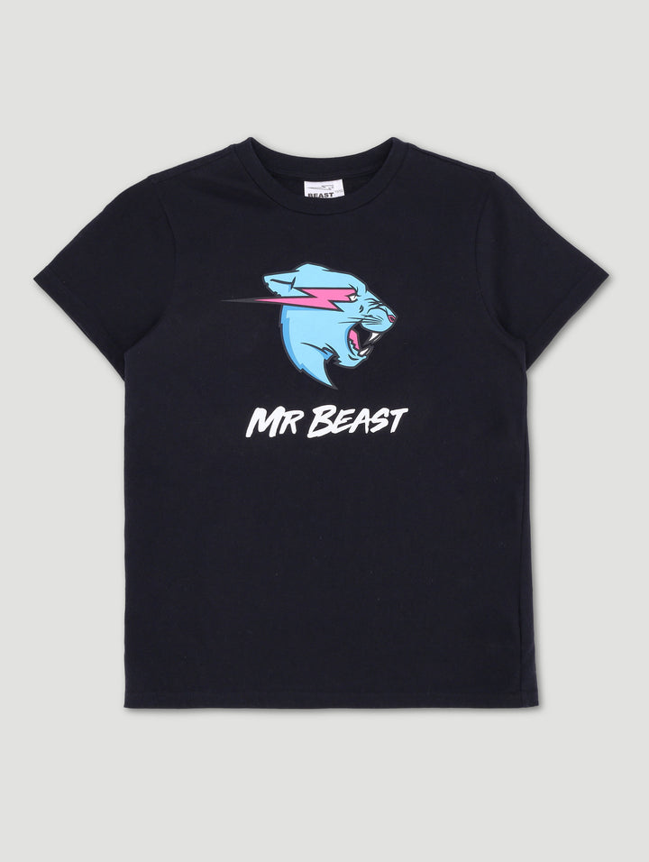 Boys Mr Beast Pixel Fade Tee - Black