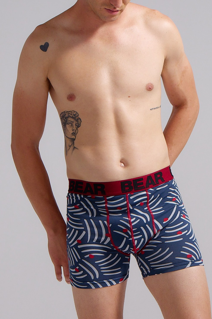 Abstract Print Bodyshorts - Red/Slate Grey