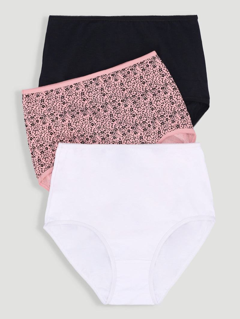 3 Pack Cotton Stretch Brief Panties - Multi