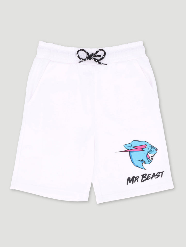 Boys Mr Beast Pixel Fade Shorts - White