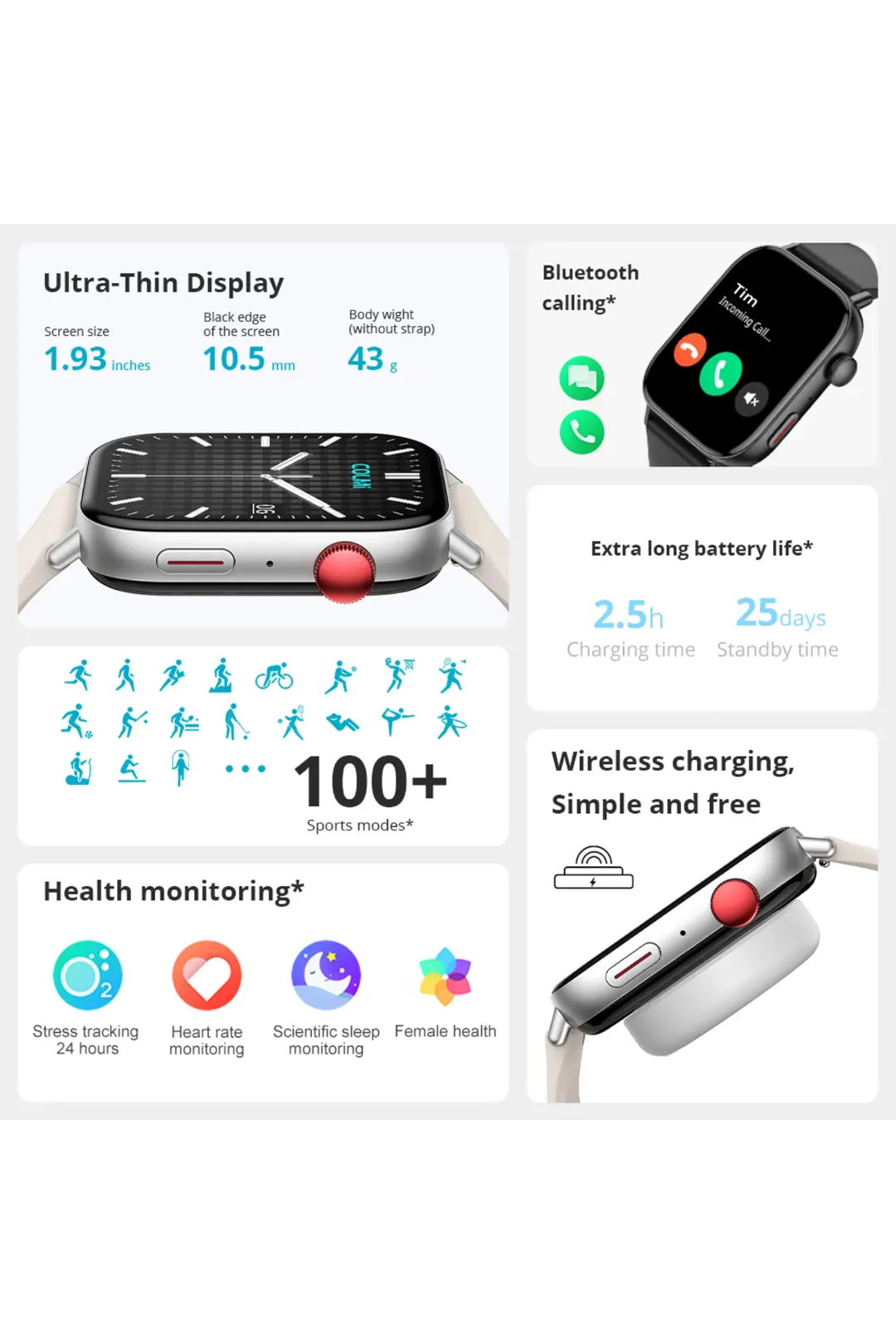 C8 MAX 1.93'' Smart Watch - Silver