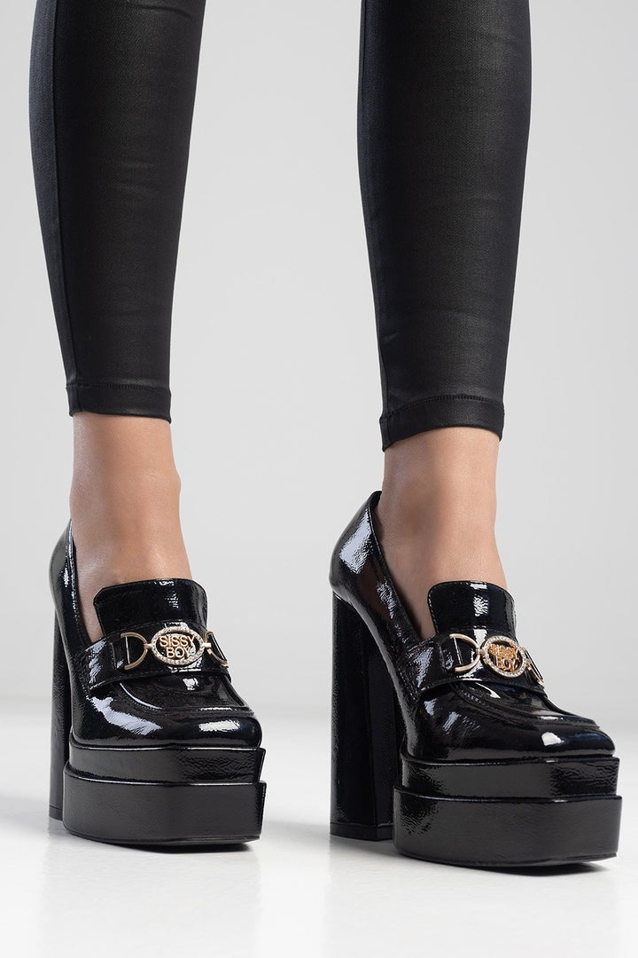 Platform Chunky Heel Loafer - Black