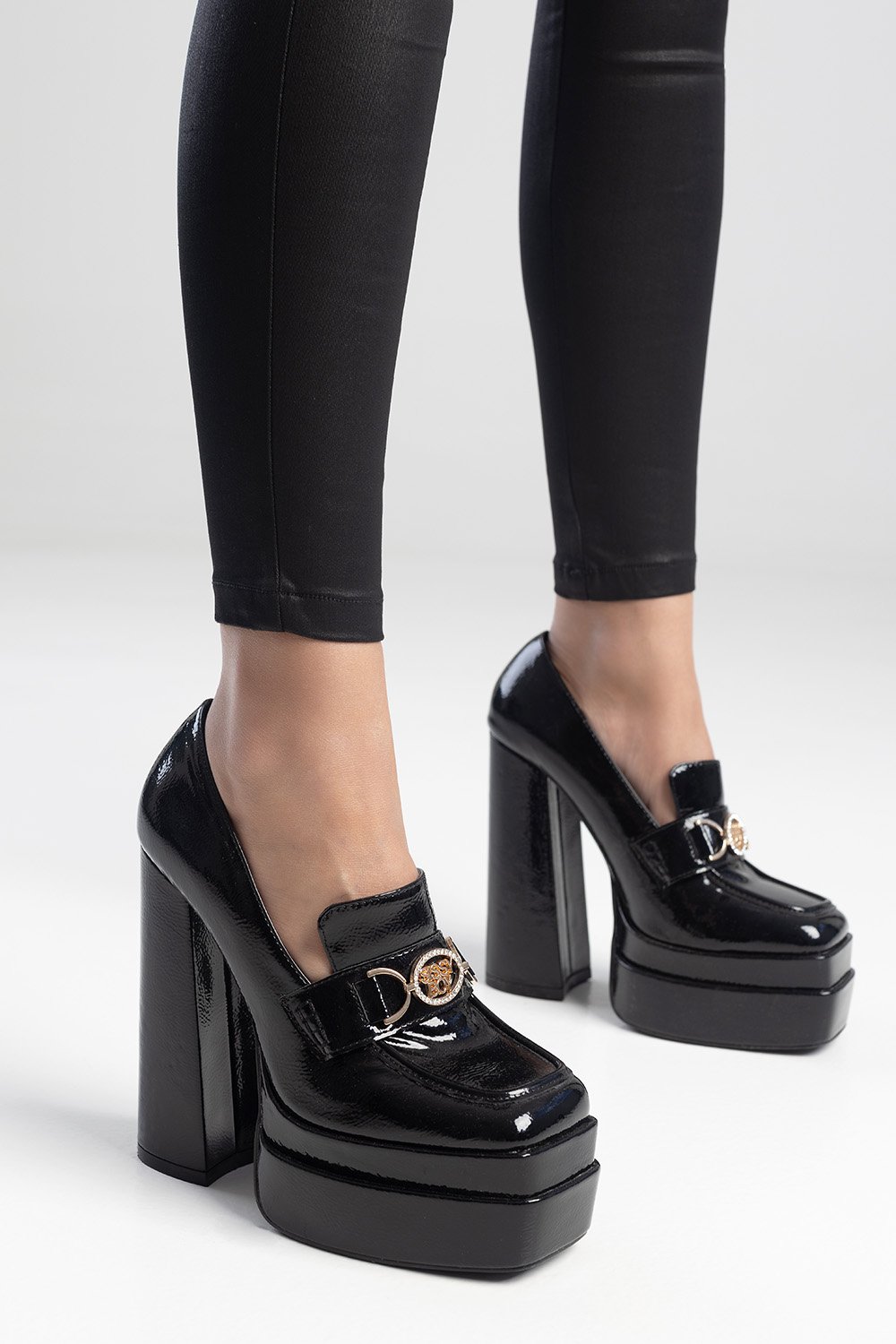 Platform Chunky Heel Loafer - Black