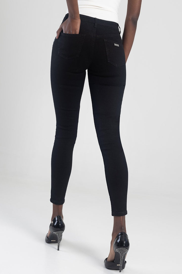 Jon Jon Low Waist Skinny Jean With Bling - Black