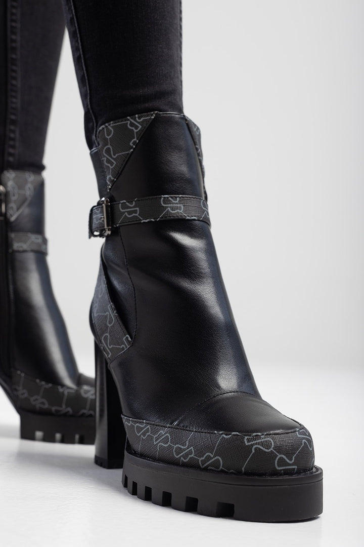 Block Heel Boot - Black