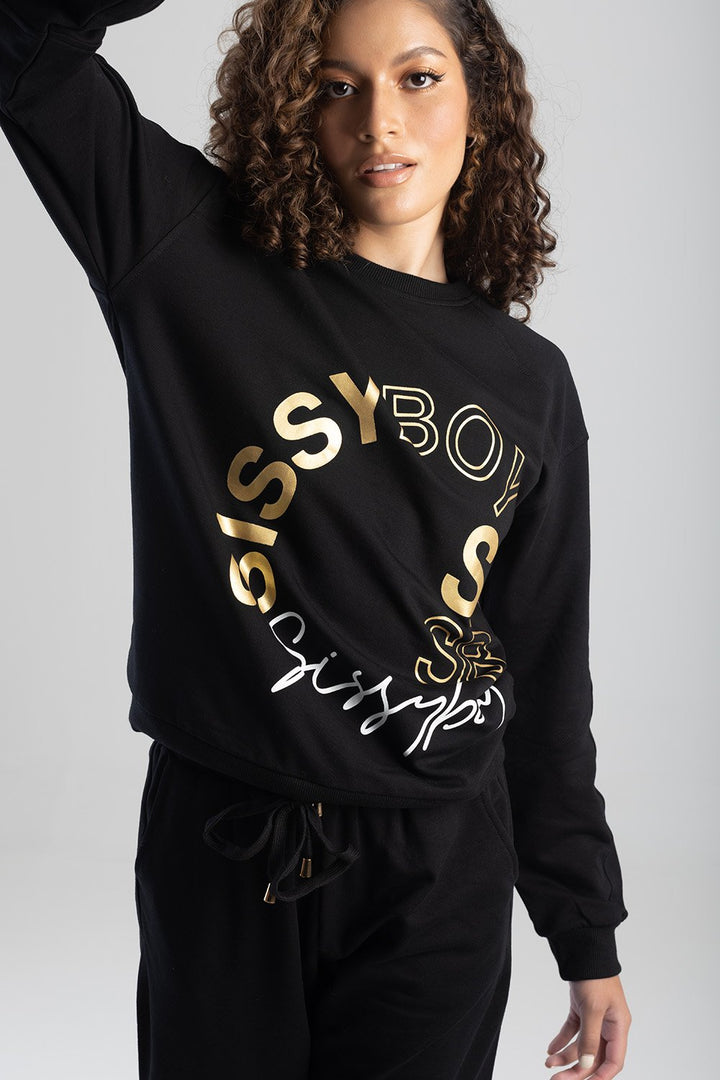 Raglan Sweat Top - Black