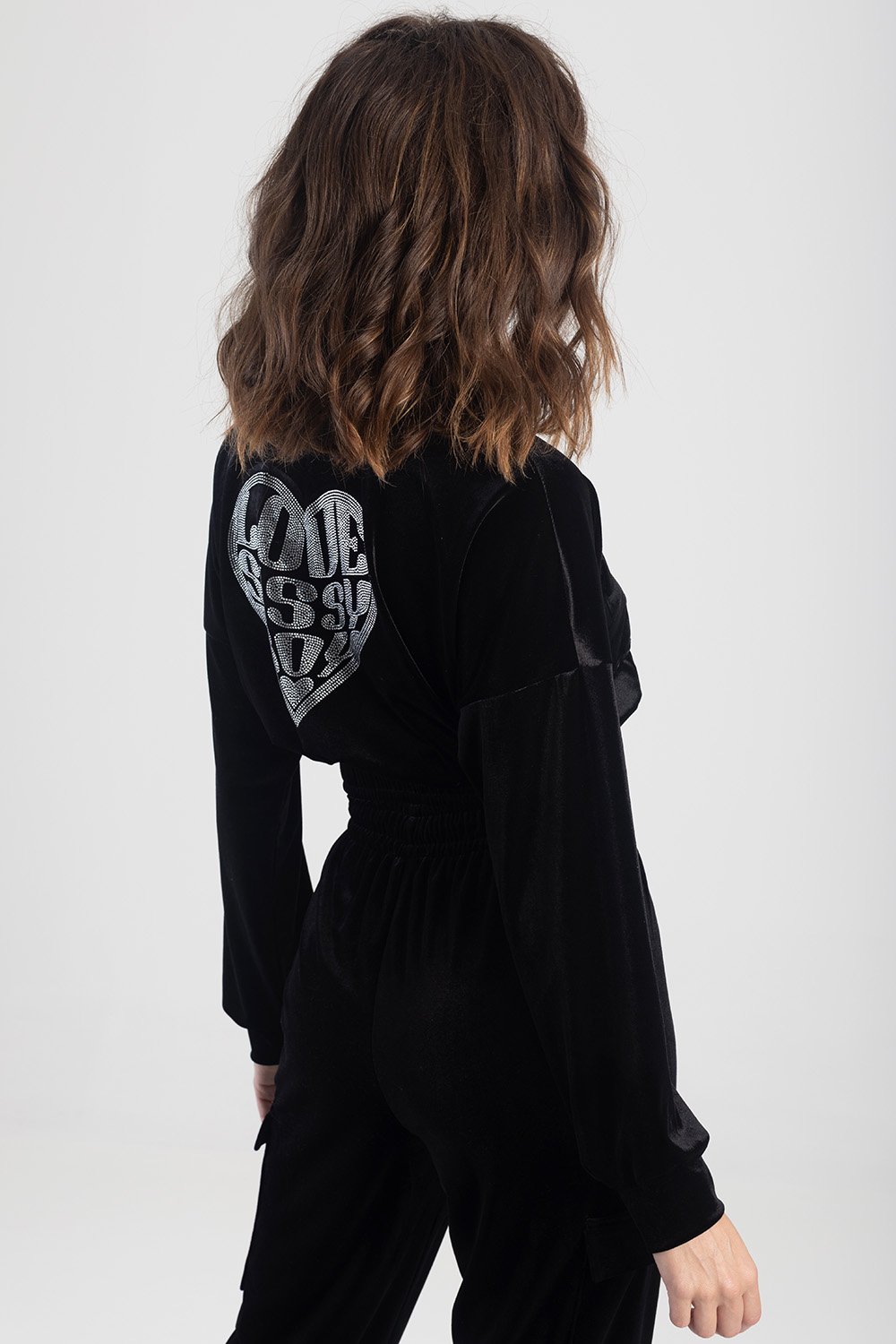 Velvet Tracksuit Top - Black