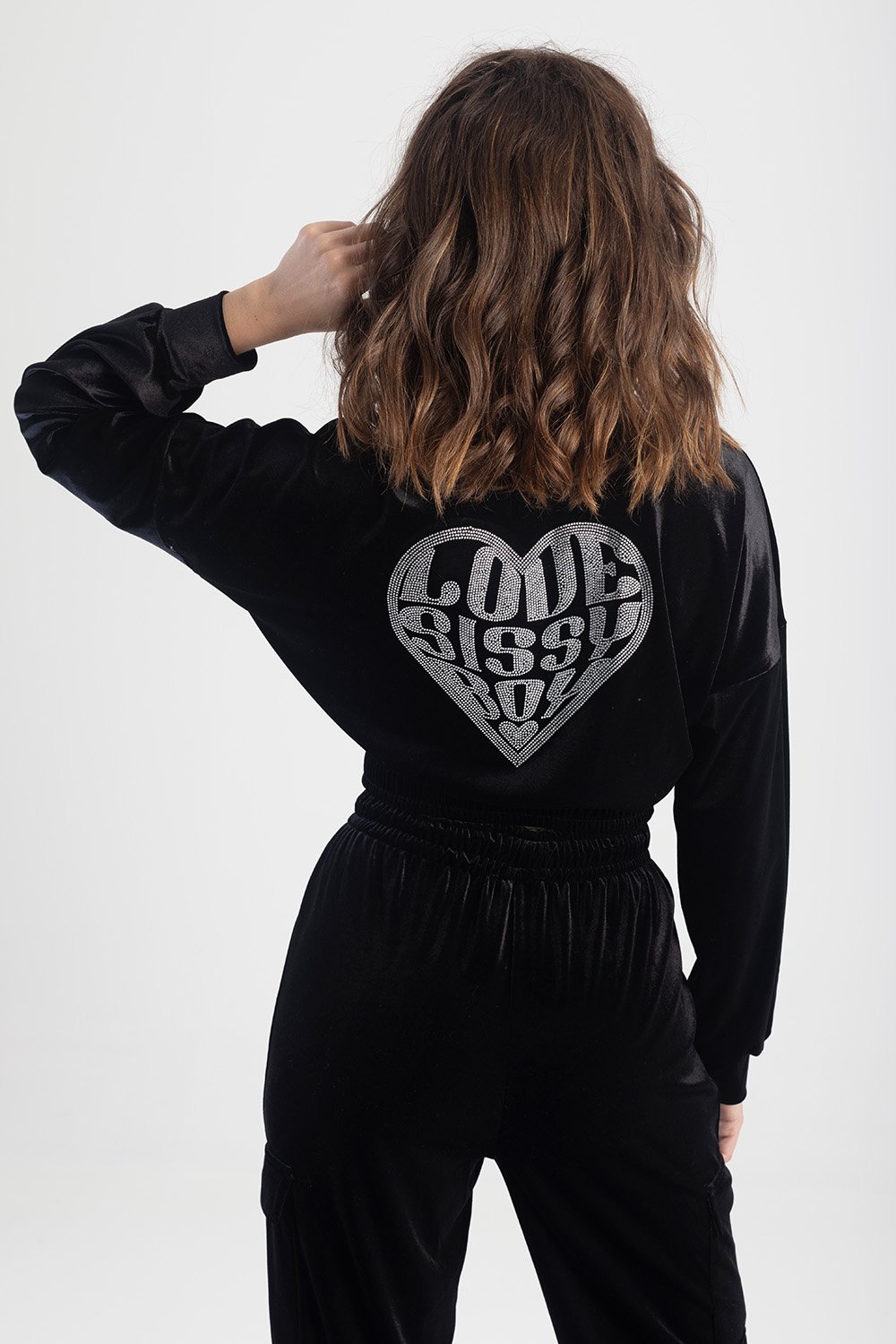 Velvet Tracksuit Top - Black