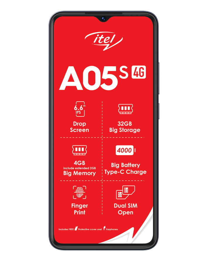 A05S 32GB Dual Sim Black Cellphone Front