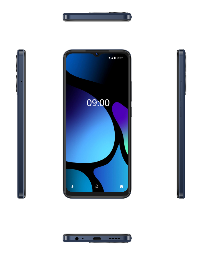 A05S 32GB Dual Sim Black Cellphone Front, Sides, Top & Bottom