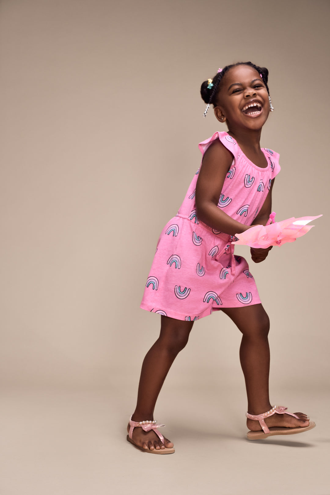 Pre-Girls 2 Pack Rainbow Print Jumpsuit - Sky Blue