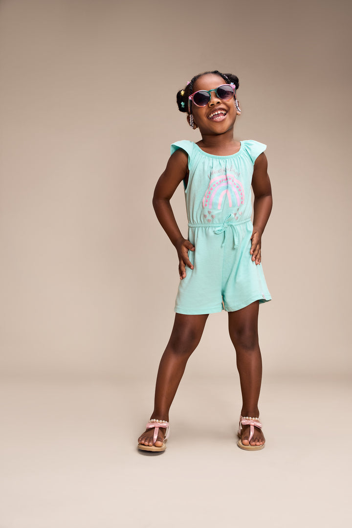 Pre-Girls 2 Pack Rainbow Print Jumpsuit - Sky Blue