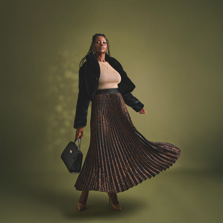 Animal Print Satin Maxi Skirt - Animal